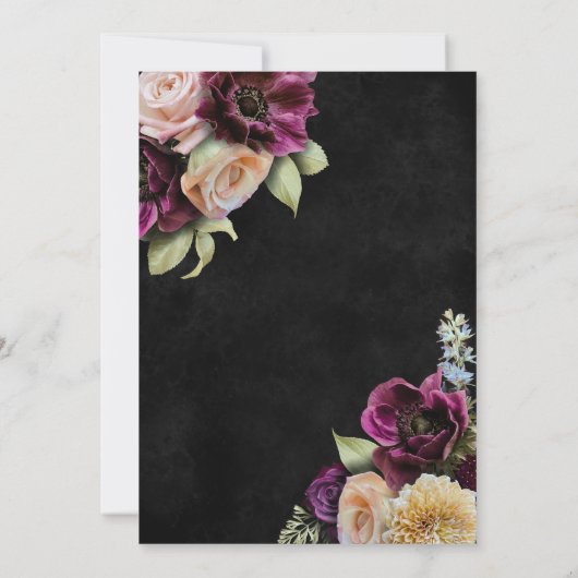 Dunkles Elegantes Schwarzes Dramatisches Brautpart Einladung (Rückseite)