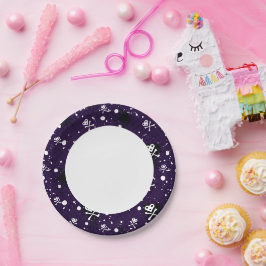 Dunkles Emo-Muster mit Farbe Pappteller (Party)