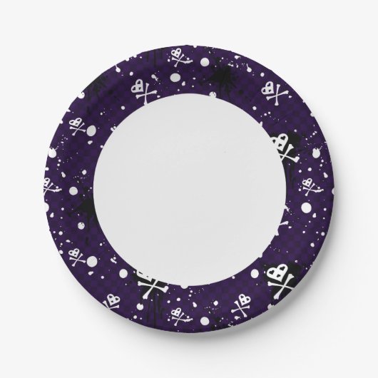 Dunkles Emo-Muster mit Farbe Pappteller (Vorderseite)