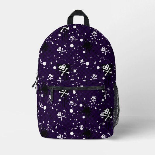 Dunkles Emo Muster mit Paint Bedruckter Rucksack (Vorderseite)