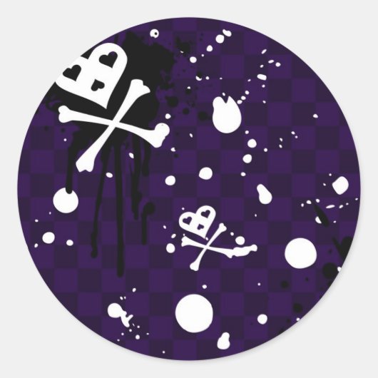 Dunkles Emo Muster mit Paint Runder Aufkleber (Vorderseite)