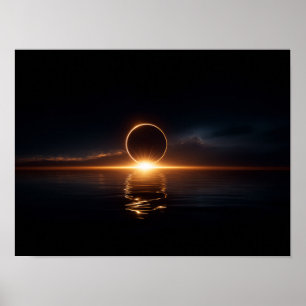Dunkles Fantasy-Tal mit leuchtend grünem Himmel un Poster