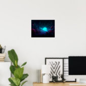 Dunkles Fantasy-Tal mit leuchtend grünem Himmel un Poster (Heimbüro)