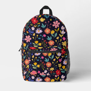 Dunkles farbenfrohes Ditsy-Blumenmuster im Boho-St Bedruckter Rucksack