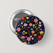 Dunkles farbenfrohes Ditsy-Blumenmuster im Boho-St Button (Vorne & Hinten)