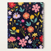 Dunkles farbenfrohes Ditsy-Blumenmuster im Boho-St Planer (Rückseite)