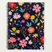 Dunkles farbenfrohes Ditsy-Blumenmuster im Boho-St Planer (Vorderseite)