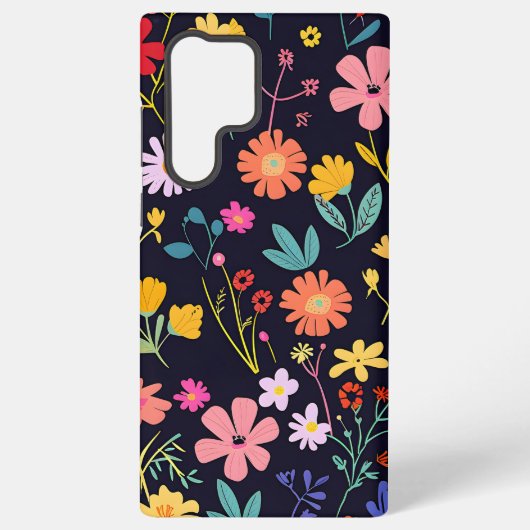 Dunkles farbenfrohes Ditsy-Blumenmuster im Boho-St Samsung Galaxy Hülle (Rückseite)