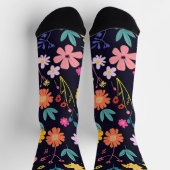 Dunkles farbenfrohes Ditsy-Blumenmuster im Boho-St Socken (Oben)