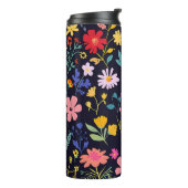 Dunkles farbenfrohes Ditsy-Blumenmuster im Boho-St Thermosbecher (Nach links gedreht)