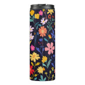 Dunkles farbenfrohes Ditsy-Blumenmuster im Boho-St Thermosbecher (Rückseite)