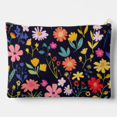 Dunkles farbenfrohes Ditsy-Blumenmuster im Boho-St Zubehörtasche (Rückseite)