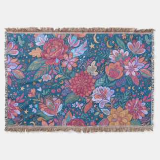 Dunkles florales botanisches Muster mit vintage St Decke