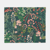 Dunkles florales botanisches nahtloses Muster Fleecedecke (Vorderseite (Horizontal))