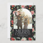 Dunkles florales Foto Rahmen Frohe Weihnachten (Vorderseite)