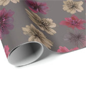 Dunkles florales Frühlingsverpackungspapier Geschenkpapier (Rolleneckpunkt)