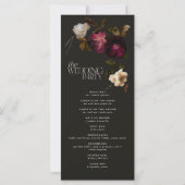 Dunkles florales Hochzeitsprogramm Elegantes Burgu (Rückseite)