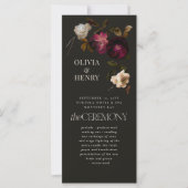Dunkles florales Hochzeitsprogramm Elegantes Burgu (Vorderseite)