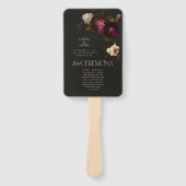 Dunkles florales Hochzeitsprogramm Elegantes Burgu Fächer (Vorderseite)