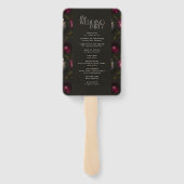 Dunkles florales Hochzeitsprogramm Elegantes Burgu Fächer (Rückseite)