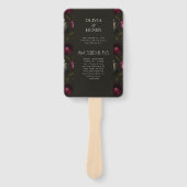 Dunkles florales Hochzeitsprogramm Elegantes Burgu Fächer (Vorderseite)