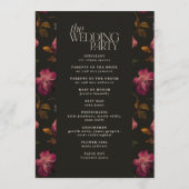 Dunkles florales Hochzeitsprogramm Elegantes Burgu Programm (Rückseite)