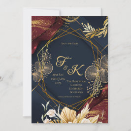 Dunkles florales Monogramm - Hochzeitseinladung vo Einladung