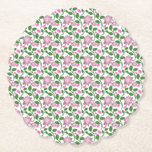 Dunkles florales nahtloses Muster rosa Blumen grün Untersetzer
