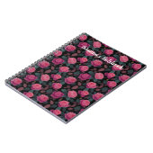 Dunkles Florales Rosa-Rosen-Muster Custom Notizblock (Linke Seite)