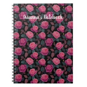 Dunkles Florales Rosa-Rosen-Muster Custom Notizblock