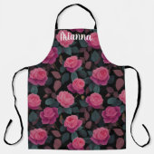 Dunkles Florales Rosa-Rosen-Muster Custom Schürze (Vorderseite)