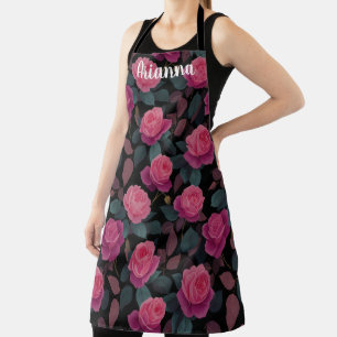 Dunkles Florales Rosa-Rosen-Muster Custom Schürze