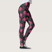 Dunkles florales rosa Rosenmuster Leggings (Rechts)
