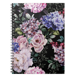Dunkles florales Wasserfarbe-Nahtlos-Design Notizblock