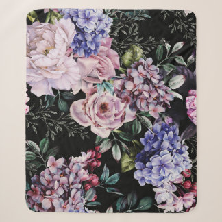 Dunkles florales Wasserfarbe-Nahtlos-Design Sherpadecke