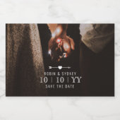 Dunkles Foto | SAVE THE DATE | Mini-Flaschenetiket Schaumweinetikett (Einzelnes Label)