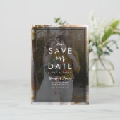 Dunkles Foto Tint Overlay 2 Modernes Save the Date Einladung (Stehend Vorderseite)