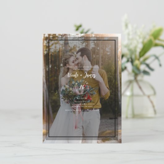 Dunkles Foto Tint Overlay 3 Moderne Minimale Hochz Einladung (Stehend Vorderseite)