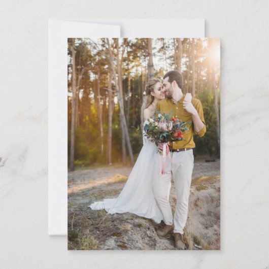 Dunkles Foto Tint Overlay 3 Moderne Minimale Hochz Einladung (Rückseite)