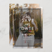 Dunkles Foto Tint Overlay 3 Modernes Save the Date Einladung (Vorne/Hinten)
