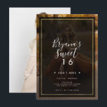 Dunkles Foto Tint Overlay Gold Modernes Sweet 16 Einladung<br><div class="desc">Passen Sie Ihre woll-Möglichkeiten an. Ein Foto kann vorne und hinten hinzugefügt werden.</div>