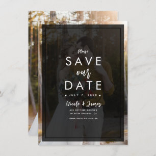 Dunkles Foto Tint Overlay Save the Date modern Einladung