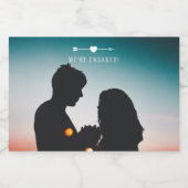 Dunkles Foto | VERLOBUNG | Mini Sparkling Wine Lab Schaumweinetikett (Einzelnes Label)