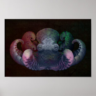 Dunkles Fraktal Curly Octopus Composite Art Poster