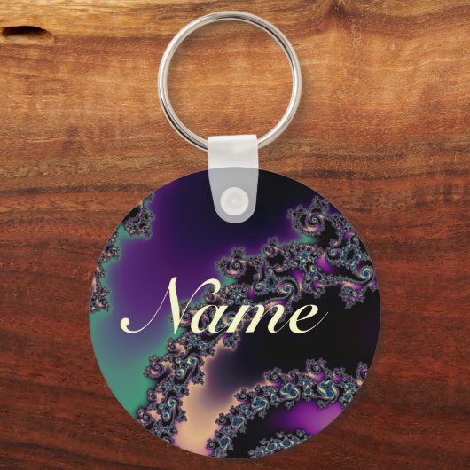 Dunkles Fraktal Personalisierter Schlüsselanhänger (Vorderseite)