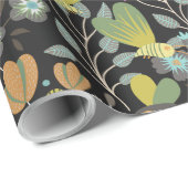 Dunkles Frühjahrsmuster Geschenkpapier (Rolleneckpunkt)