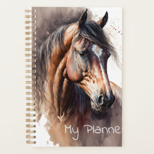 Dunkles Fuchs-Pferd Aquarell Täglich Planer