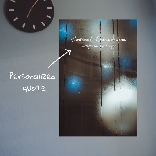 Dunkles, gefälschtes Dampffenster mit Weihnachtsba Poster