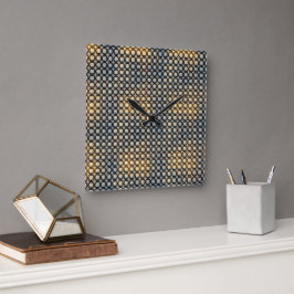 Dunkles geometrisches Gitter Abstract Pattern Desi Quadratische Wanduhr