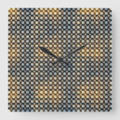 Dunkles geometrisches Gitter Abstract Pattern Desi Quadratische Wanduhr (Vorderseite)